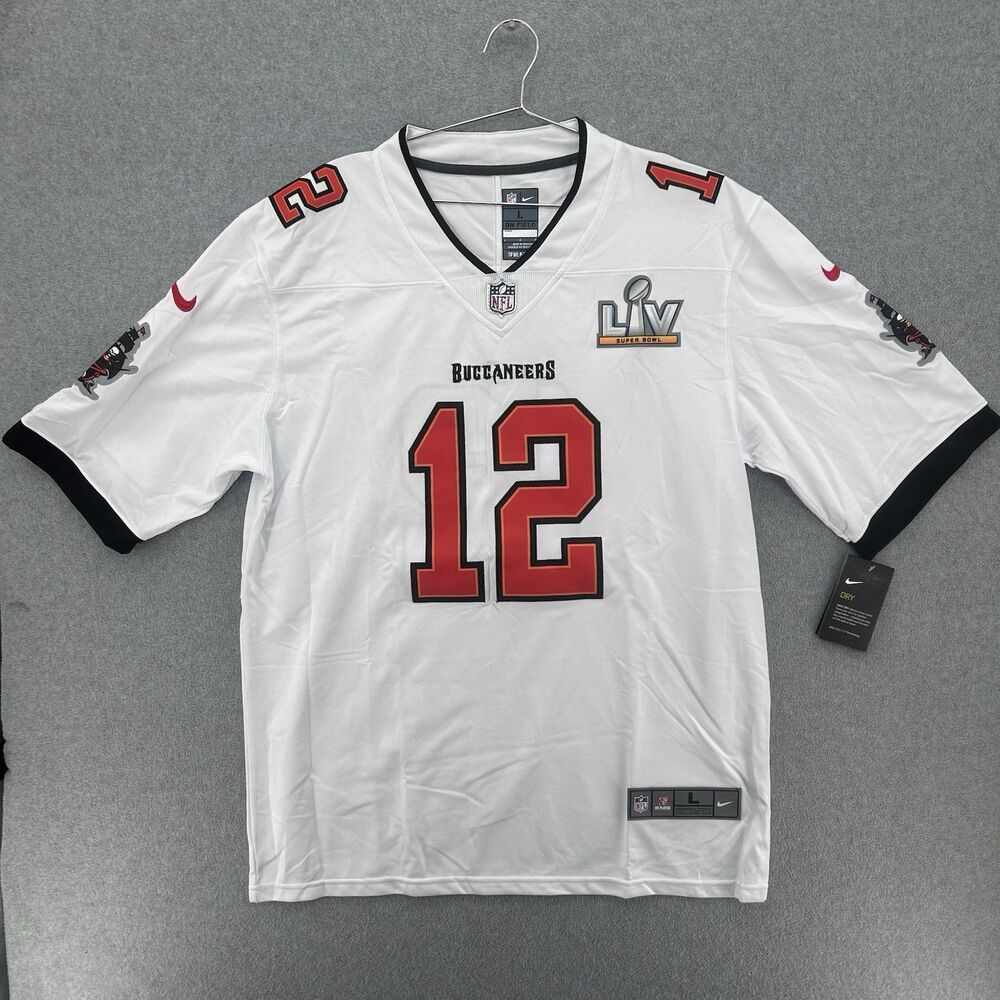 Tom Brady #12 White Tampa Bay Bucs SB Nike 2021 Men’s Football Jersey Large NWT